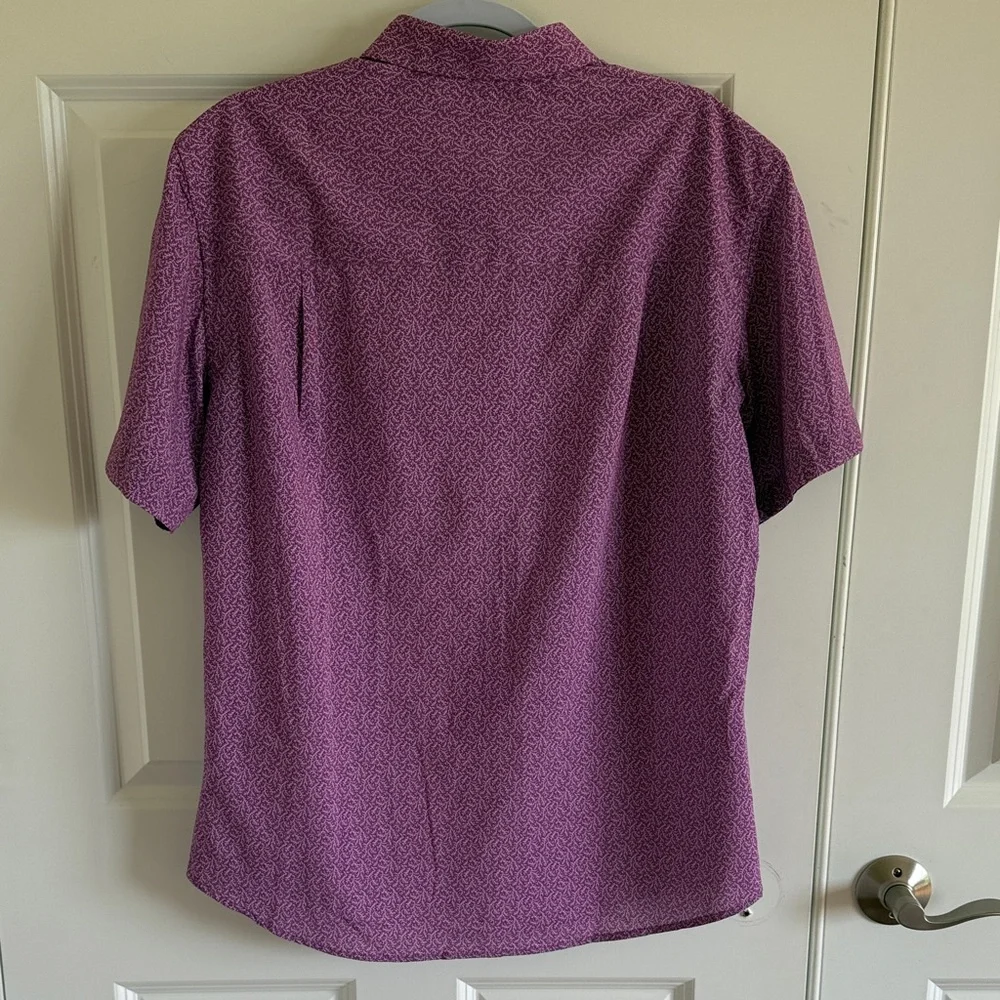 Nick Graham Stretch Modern Fit Short-Sleeve Blue Button-Up Shirt Size Medium